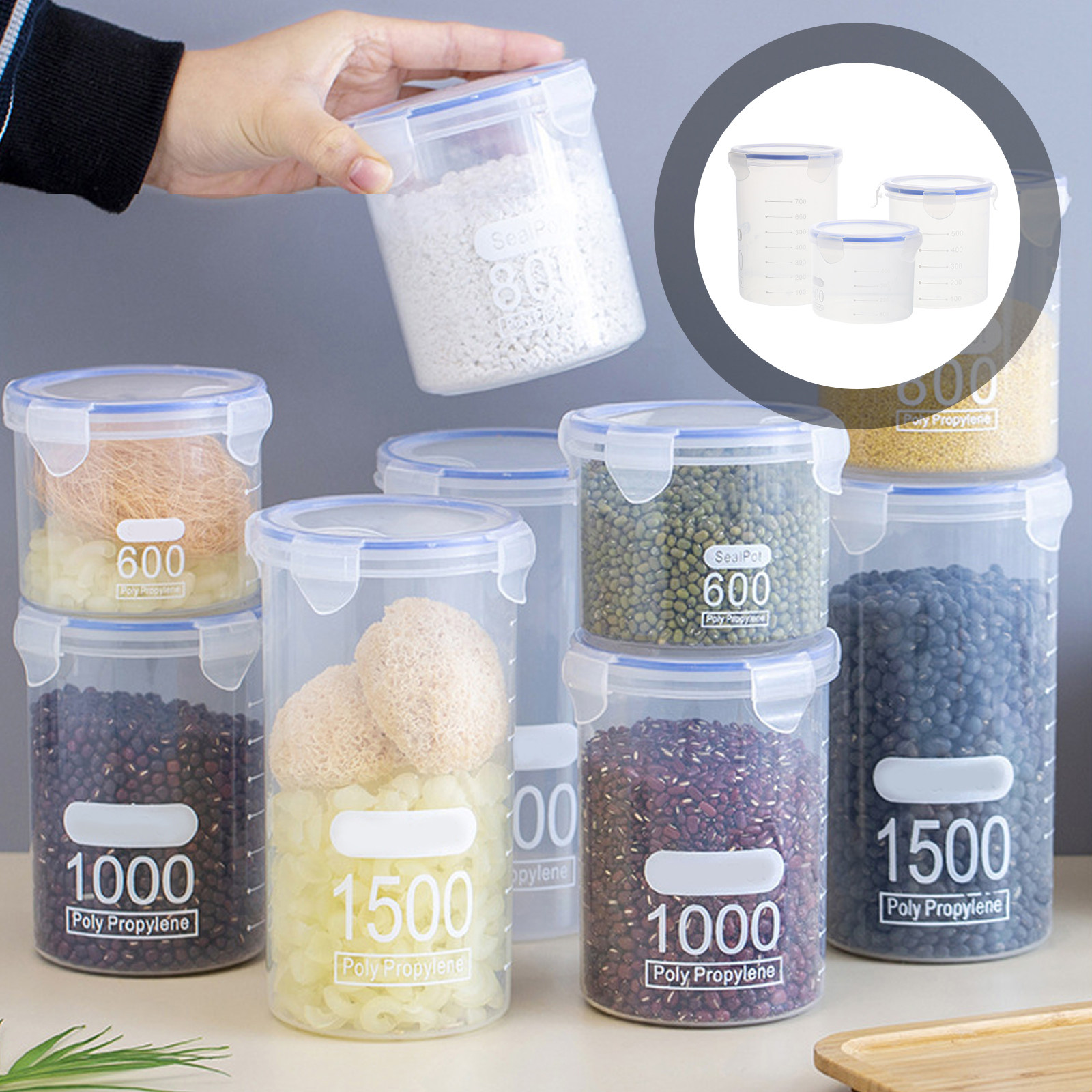 Food Storage Containers - Airtight Food Storage Jars 6 Pack