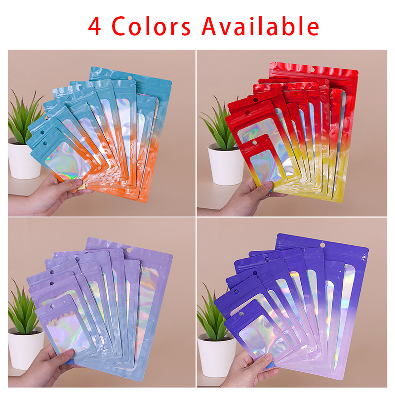 Food Storage Bag - Holographic Color Square Zipper Bag, Food‑Grade