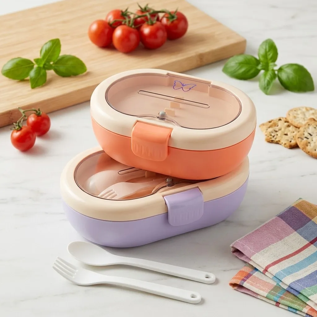Plastic Bento Lunch Box with C - огляд і ціна Food Storage With Dividers